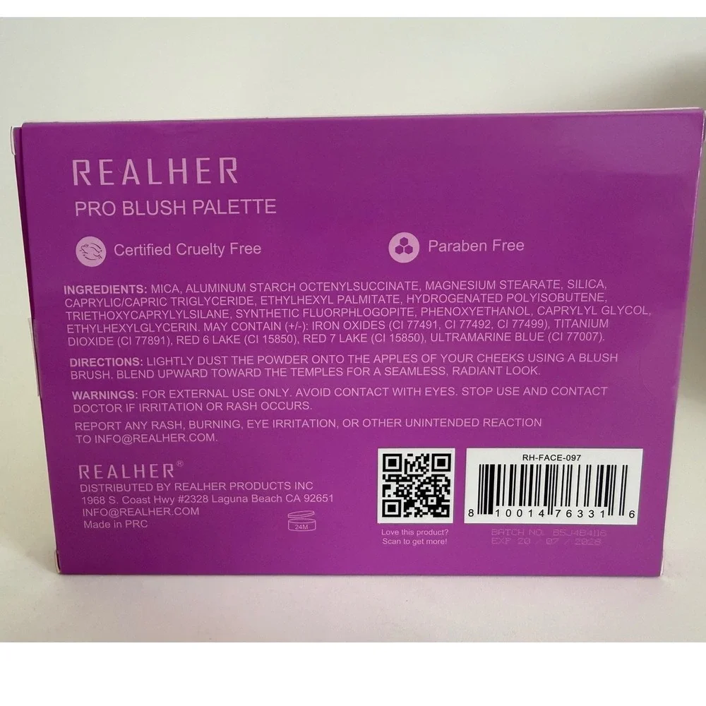 RealHer You Are Brilliant Pro Blush‎ Palette 6 Shades Cruelty Free New